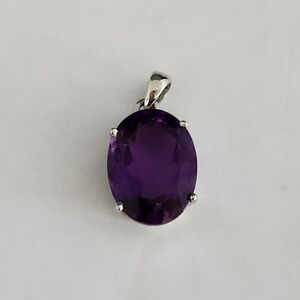 Purple Oval Gemstone Pendant Necklace